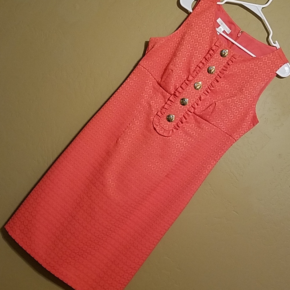 London Times sheath coral colored dress